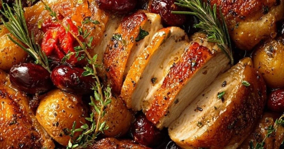 Easy Mediterranean Chicken and Potato Bake with Olives